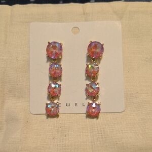 Elegant Pink and Gold Drop Earrings